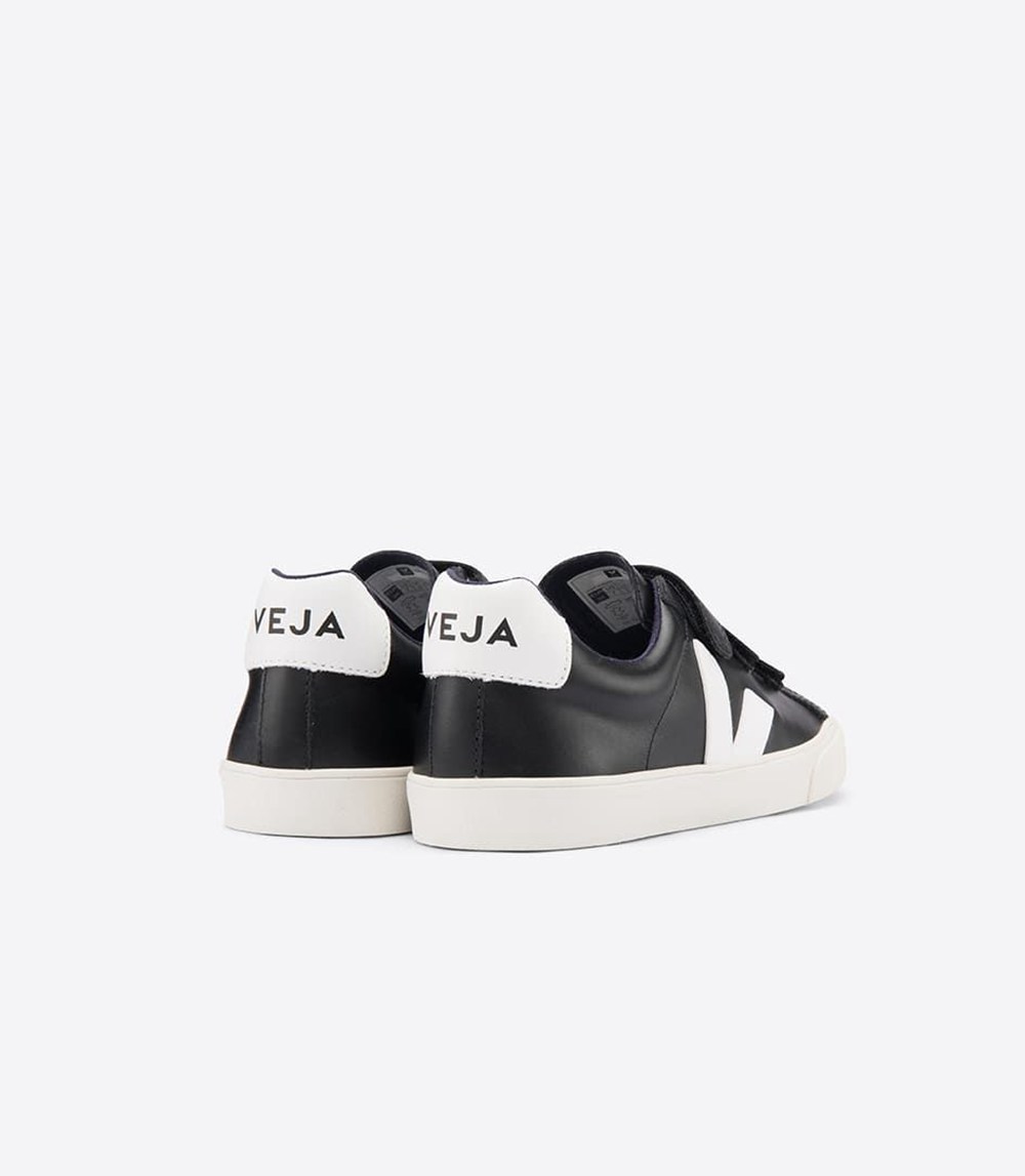 Veja Trainers Womens Black/White - 3-lock Leather - KZJG-90321